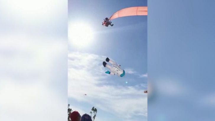 Vídeo viral de una niña que sale volando en una exhibición de cometas